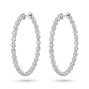 10.00 Carat Round Cut Diamond 14kt Hoop Earrings