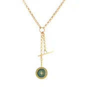 14K Gold Beaded Frame Pendant With Star Set Diamond Pendant and Chain
