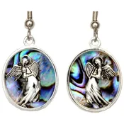 Abalone Inlay Silver-Plated Angel Earrings