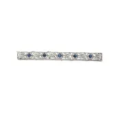 Art Deco Filigree Platinum .50ctw European Cut Diamond & Sapphire Bar Pin Brooch