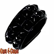 2 ROW BLACK PYRAMID BRACLET 100% LEATHER (BC12-BS)