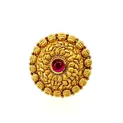 Antique Dome Design Adjustable Ring with Ruby Lite - 22K Yellow Gold
