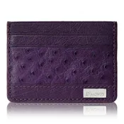 Bordeaux Purple - Men Exotic Ostrich Leather Card Holder Slim Wallet