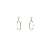 925 Micro Pave Cubic Zirconia Post Dangle Earrings