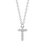 0.03CT 14K W/G DIAMOND NECKLACE - INITIAL T