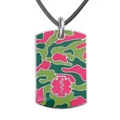 20-Inch Camo Red Leather Cord Medical ID Necklace