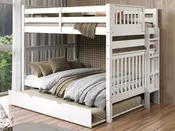 Bedz King Full Over Full End Ladder Bunk Bed with Full Trundle in White