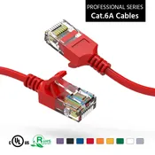 0.75Ft CAT6A UTP Slim Ethernet Network Booted Cable 28AWG Red (Part Number – ATDS100270RD)