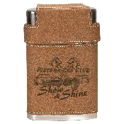 7 oz. Leather Wrapped Flask Kit with Lid & 3 Shot Glasses
