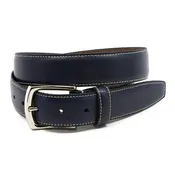 Burnished Tumbled Leather Belt - Navy