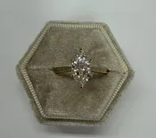 14k Yellow Gold 1.82 Carat Lab Grown Marquise Diamond Engraved 6 Prong Solitaire