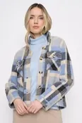 BUTTON-FRONT SHORT PLAID JACKET