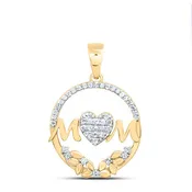 10k YELLOW GOLD 1/6 CTW DIAMOND P1 GIFT | MOM HEART FLOWER PENDANT
