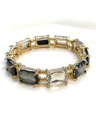 Black Multi Rectangle Crystal Stretch Bracelet