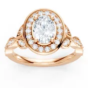 14K Rose Gold Oval Floral Halo
