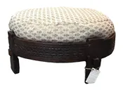 Carved Dark Ottoman with Cushion Options