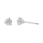 0.43ct Round Brilliant Diamond 3-Prong Stud Earrings in 18K White Gold