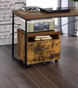 19-Inch Weathered Oak Mobile File Cabinet with Drawer & Lock