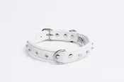 Athens Rhinestone Bling Leather Collar White