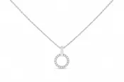 14kt white gold cable chain diamond circle pendant necklace 18"