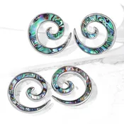 Abalone Inlaid Steel Spirals (2 & 0 gauge)