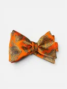 2 3/4" Paisley Print Italian Silk Bow Tie- Orange