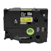 Brother HGeS6515PK BLACK on YELLOW HGe Tape-EX Strength 5PK .94''