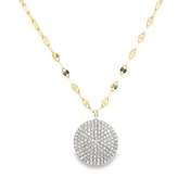 14 Karat Two-Tone Gold 0.27 Carat Diamond Pavé Disc Necklace – 15"-18"