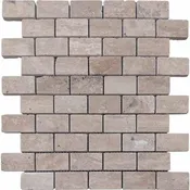 1″ x 2″ Aztec Gold Tumbled Veincut Travertine Mosaic Tile