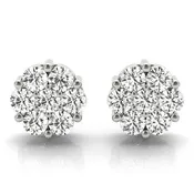 0.50CT Lab Diamond Cluster Stud Earrings in 10K White Gold