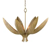 Abaca Leaf Brass Finished Chandelier