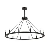 12 Light 48" Big Ring Single Tier Chandelier T6-3K Lamps Included - Transitional Chandeliers in Matte Black