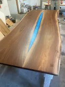 Walnut Table with Blue Epoxy River - Stunning look — Ed Allen Designs - Live Edge Hardwood Products