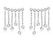 14k White Gold Ear Climbers with Dangling Diamonds