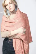 100% Italian Spun Egyptian Cotton Body Cocoon Wrap: Forest Fern Print Coral + Sugar