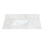 Arbios in Quartz Vanity Top in Calacatta White with White Sink