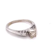 0.30tcw Natural Diamond Four Prong High Rise Filigree Engagement Ring 14k White Gold