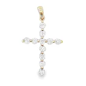 14K Yellow Gold Diamond Cross Pendant