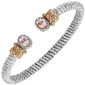 14k Rose Gold &amp; Sterling Silver, Oval Morganite &amp; Diamond Bracelet by Alwand Vahan