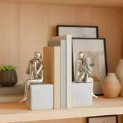 Bookend Set of 2 - Silver Metal Sitting 16509-01