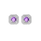10Kt White Gold Diamond 1/10Ctw & Amethyst 1/2Ctw Earring