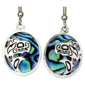 Abalone Inlay Silver-Plated Native Whale Earrings
