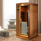 1 Person Far Infrared Indoor Sauna – Low EMF Red Cedar Home Sauna with Bluetooth