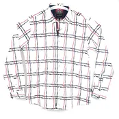 Barabas Mens Designer Button Front Plaid White Long Sleeve Shirt