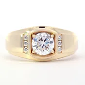 1.54 Carat Round Diamond Men’s Ring 1.66 CTW in 14K Yellow Gold