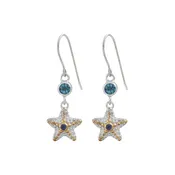Adorable Starfish  Earring with blue topaz iolite and gold accents