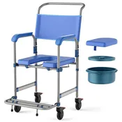 4-in-1 Shower Commode Wheelchair – Safe Toilet, Shower & Transfer Chair for Seniors and Caregivers