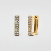 18K Yellow Gold Chunky Diamond Pave-Set Hoops