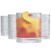 Barcelona Acrylic Hobnail Lowball Whiskey Glassware, Set of 4