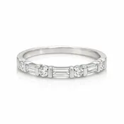 Bar Set Round + Baguette Half Diamond Band | Brilliant Fine + Custom Jewelry